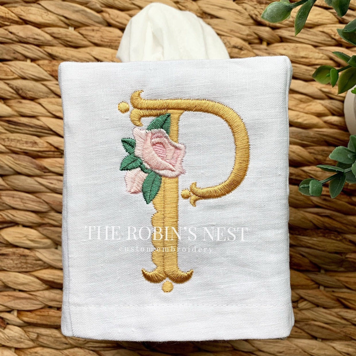 Linen Tissue Box Cover - Floral Heirloom – The Robin's Nest Embroidery