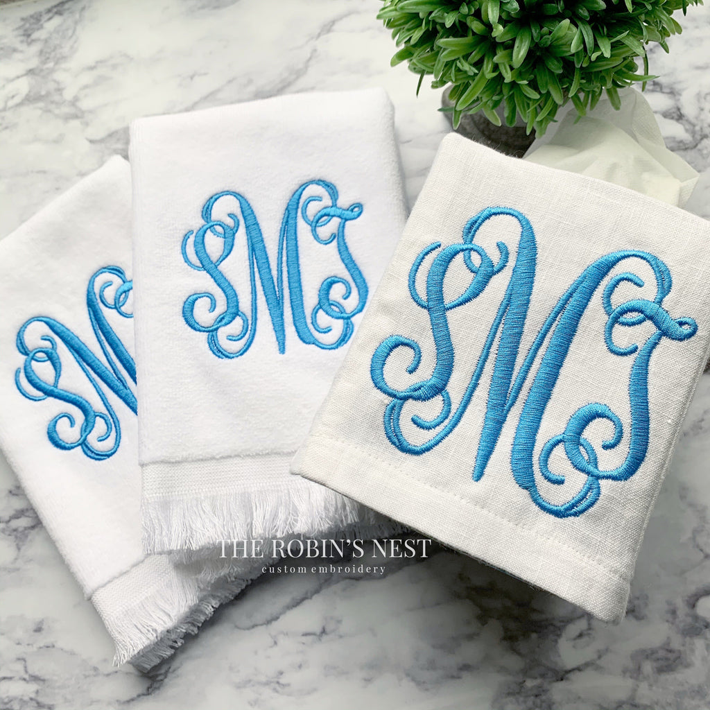 Six Monogrammed Fingertip Towel Set - Letter/Color